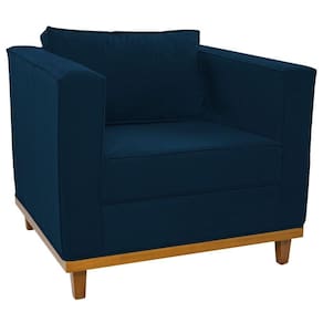 Poltrona Decorativa Europa Suede Doce Sonho Móveis Cor Azul Marinho