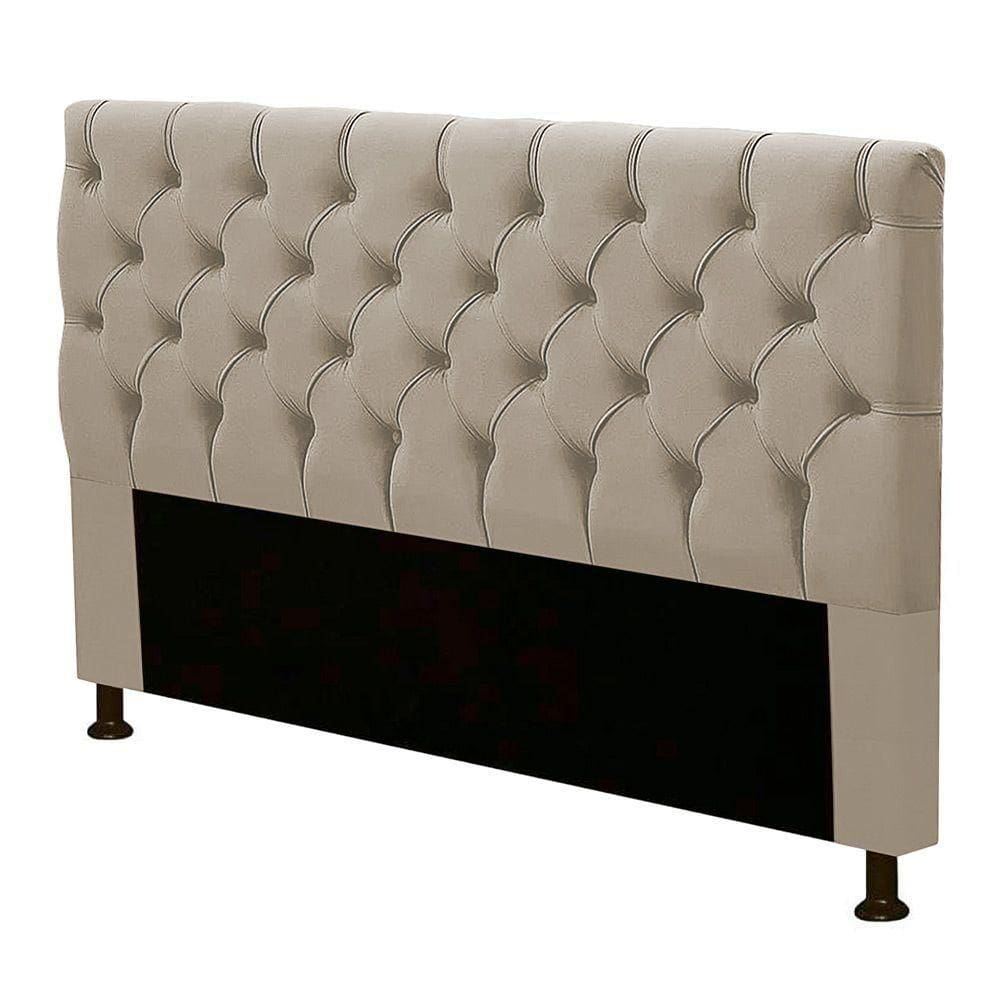 Cabeceira Cama Box Casal Cristal 140cm Corino Bege Areia