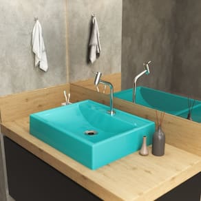 Kit Cuba RT49 com Torneira Pratika 1060 Metal 1/4 Volta Compace Azul Turquesa