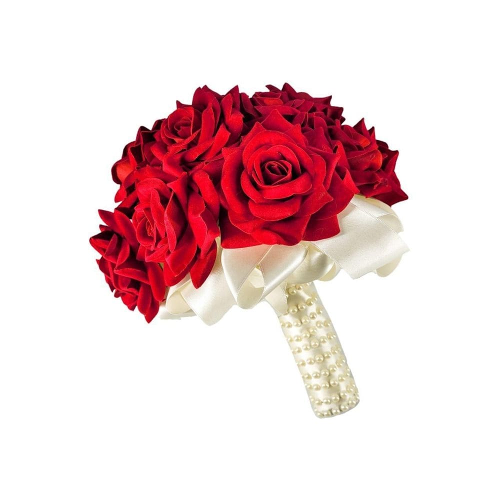 Buquê de noiva rosas vermelhas com pérolas casamento flores