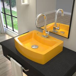 Kit Cuba RT41 com Válvula Click 1 Polegada e meia e Sifão Cromado e Flexível Compace Amarelo