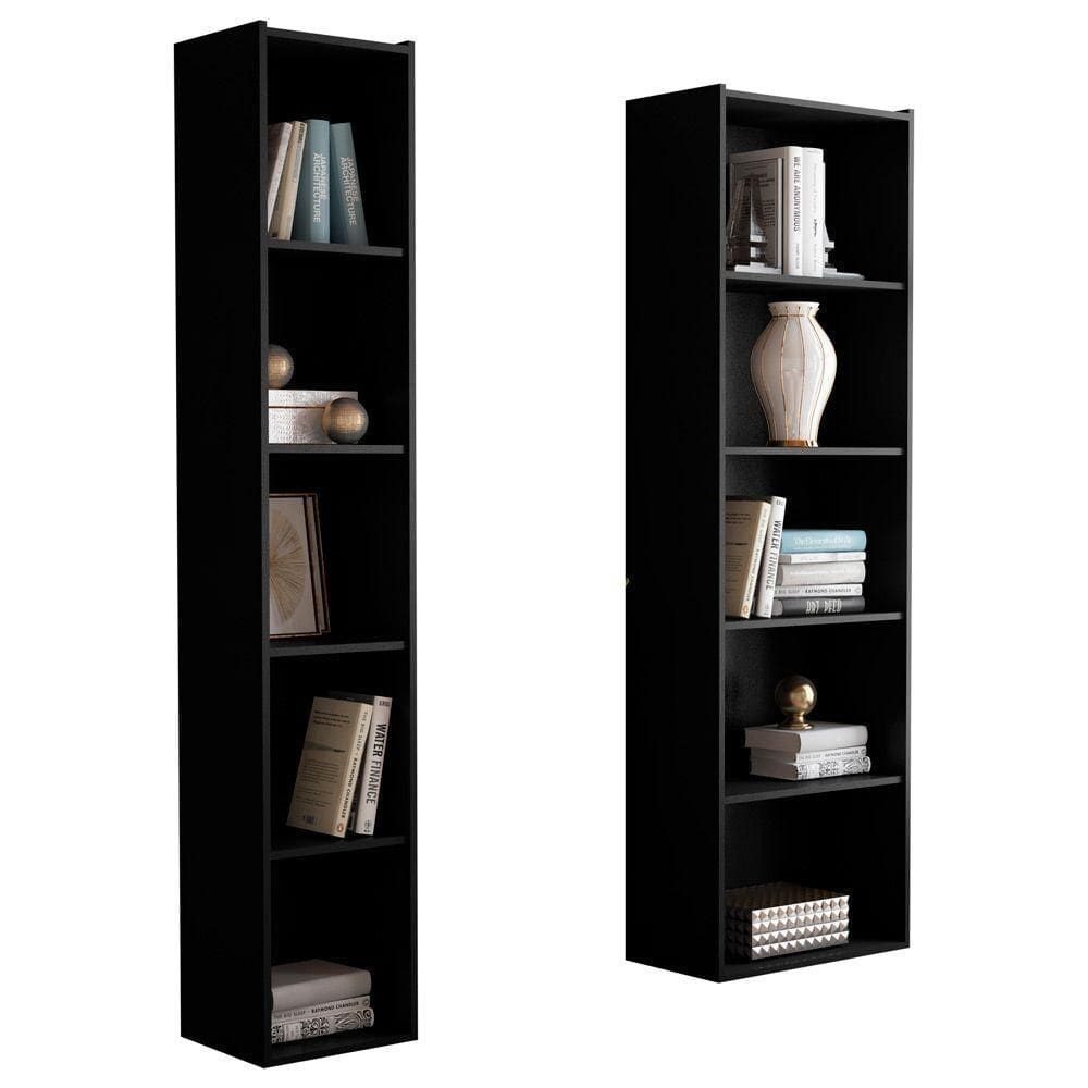 Kit 2 Estantes Livreiro Multiuso Workspace 5 Nichos Preto