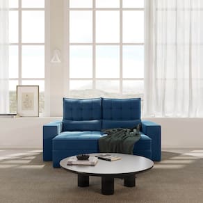 Sofá Retrátil e Reclinável 3 Lugares 180cm Embaúba Extra Cabecasa Madeiramadeira Azul Diamante