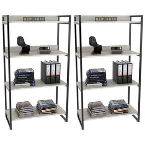 Kit 2 Estantes Livreiro 80Cm 4 Prateleiras Snow