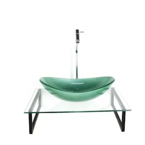 Kit Cuba De Vidro Verde Com Tampo E Suporte Preto