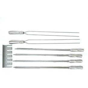 Conjunto de espeto para churrasco em inox com porta espeto