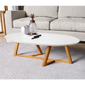 Mesa De Centro Jasper Branco Amêndoa