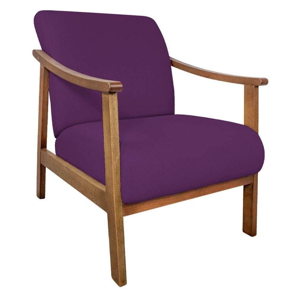 Poltrona Liz Base Madeira Suede Roxo
