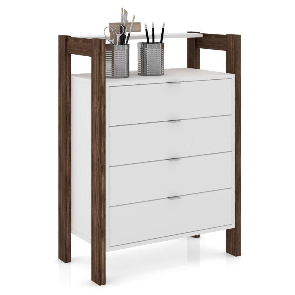 Gaveteiro 4 Gavetas Az1012 Branco Nogal