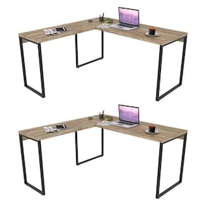 Kit 2 Mesas De Escritório Office Em L 150X150Cm Carvalho