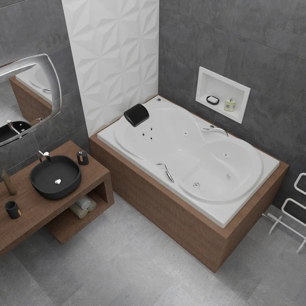 Banheira de Hidromassagem Due Gran Luxo 180x90x50cm - P6 - 220v - com Aquecedor Branco