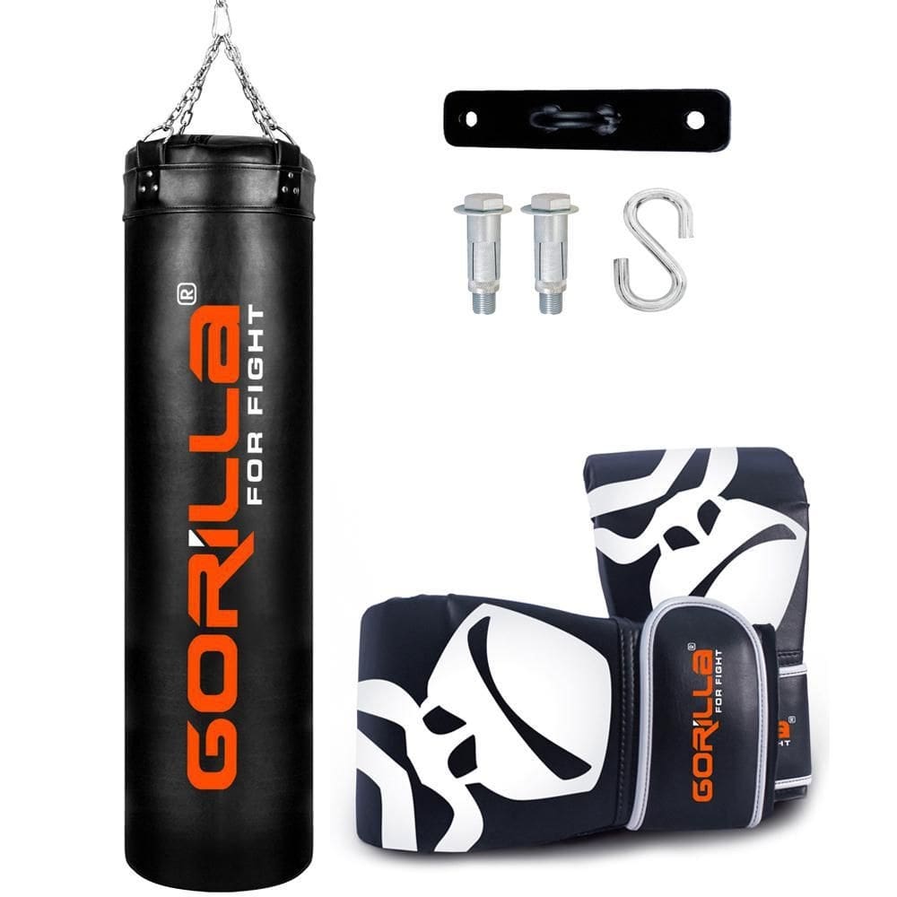 Saco de pancada boxe 160 + luva pro + suporte teto gorilla