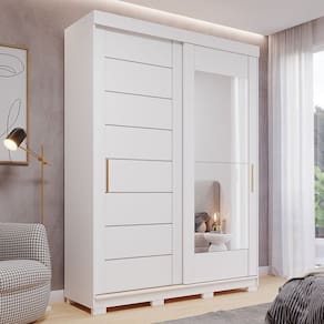 Guarda-roupa Solteiro 3 Portas de Correr 3 Gavetas com Espelhos 100% Mdf Dubai Espresso Móveis Branco Brilho