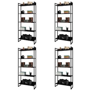 Kit 4 Estantes Livreiro Studio Industrial M18 Preto