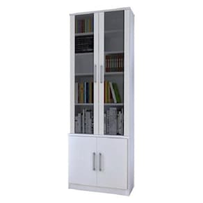 Estante Livreiro Multiuso 4 Portas Vidro Fumê Legend F04 Branco - Mpozenato