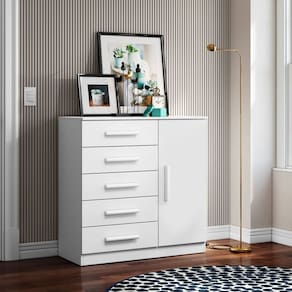 Cômoda 1 Portas 5 Gavetas Milão Branco