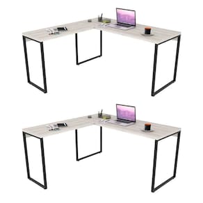 Kit 2 Mesas De Escritório Office Em L 150X150Cm Snow