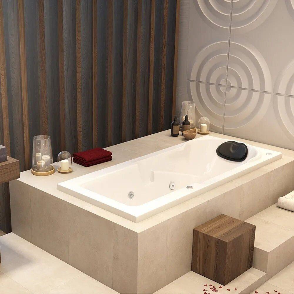 Banheira de Hidromassagem Capri Branca em Gel Coat Super Luxo 135x80x46cm - P6 - 220v - com Aquecedo Branco
