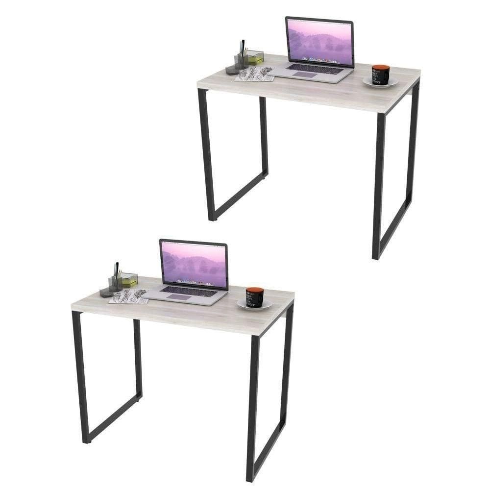 Kit 2 Mesas De Escritório Office 90Cm Snow