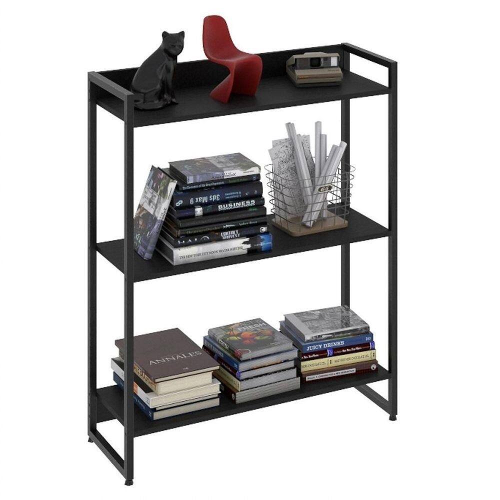 Estante Livreiro Multiuso Dynamica Industrial 80cm 3 Prateleiras C08 Preto ônix