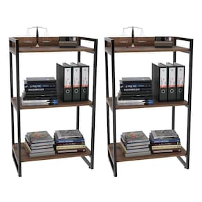 Kit 2 Estantes Livreiro 60Cm 3 Prateleiras Nogal