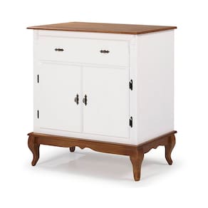 Balcão Buffet Florença 2 Portas 1 Gaveta Pés Luiz XV - Laca Branca/ Imbuia