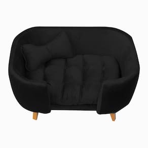Poltrona Cama Pet Hannah Luxo Veludo Preto