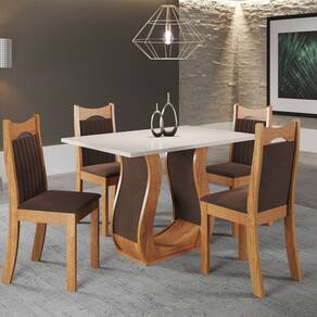 Mesa de Jantar Retangular Meiry 1,20x80 com 4 Cadeiras Dalas Mel/Blonde/Bombom