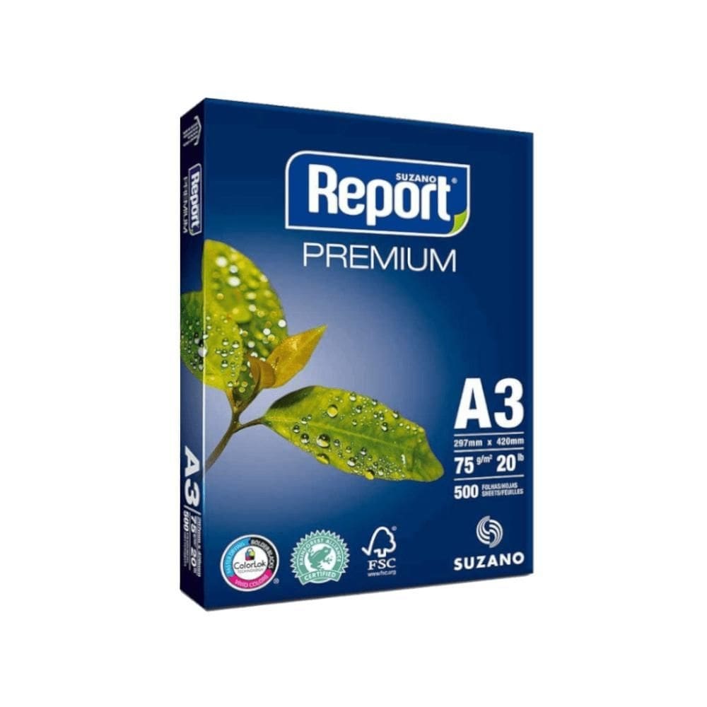 Papel sulfite a3 branco 75g 500 folhas premium report
