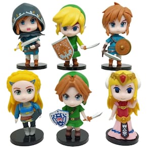 Kit 6 Bonecos The Legend Of Zelda Link Princesa 10Cm