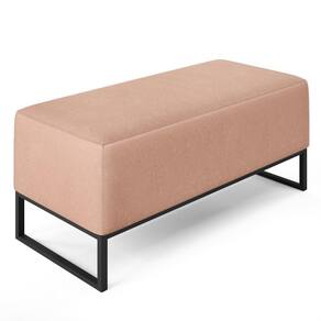 Puff Cléo W01 Base De Ferro 90 Cm Linho Rosê