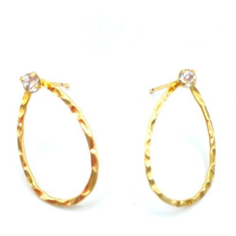 Brinco Oval Com Zircônia Folheado A Ouro