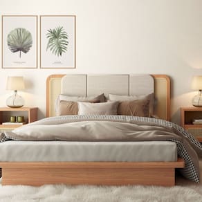 Cabeceira Estofada Curve com Tela Casal/Queen 170x70cm MDF Freijó