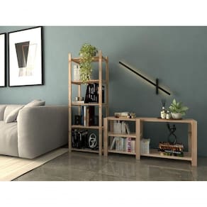 Kit Estante Armário De Qualidade Feito De Madeira Maciça E Aparador Espaçoso Minimalista Organizar D