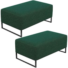 Kit 02 Puffs Decorativo Cléo 90Cm W01 Preto Bouclê Verde