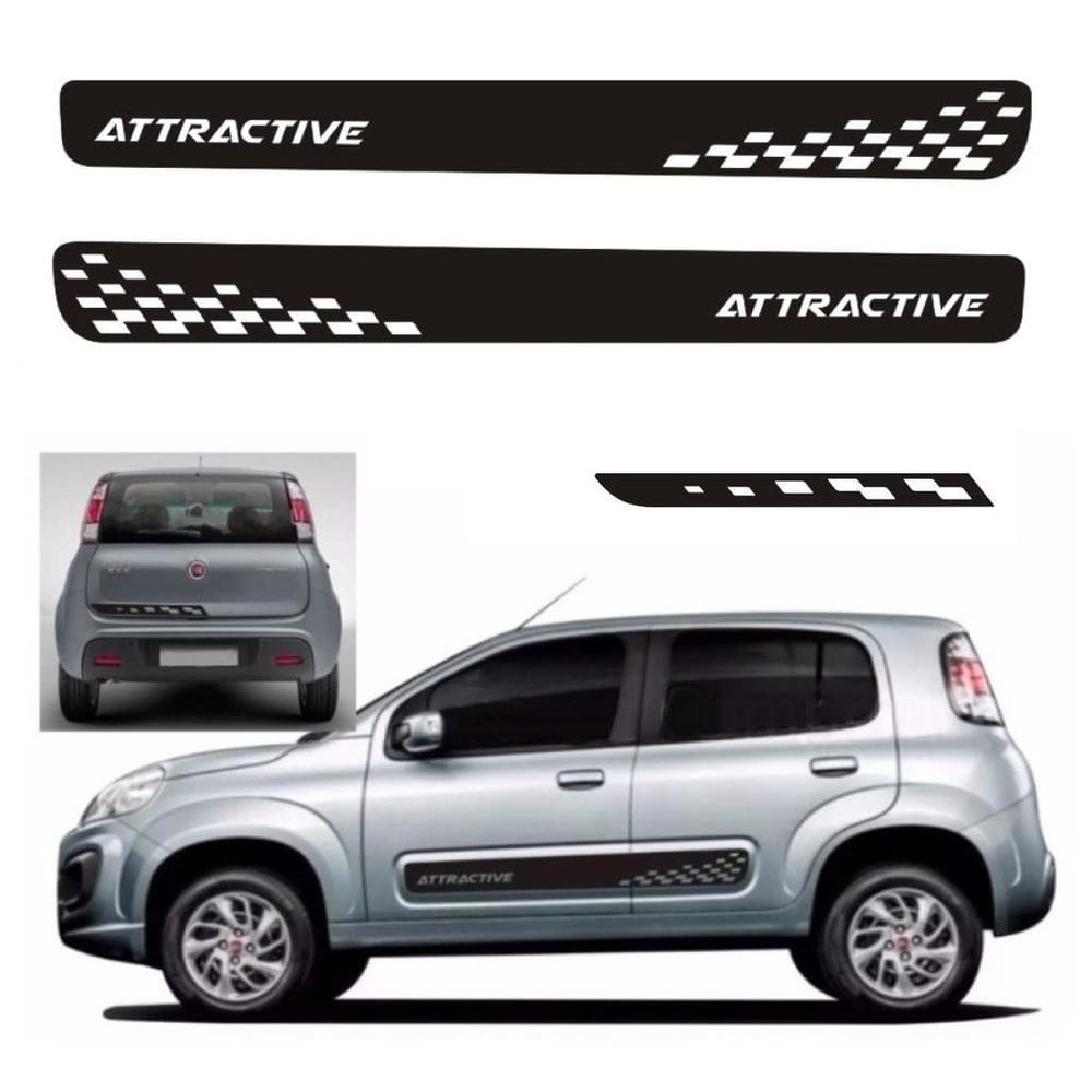 Kit adesivo lateral novo uno attractive faixa colante
