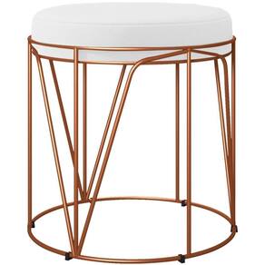 Puff Decorativo Aramado Bronze Zaya L02 Corano Branco