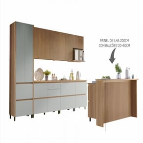 Cozinha 10 Peças Nesher Rainha Gourmet 100 Mdf Nature/verde
