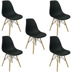 Kit C| 5 Cadeiras Fixas Concha Eifel Preta
