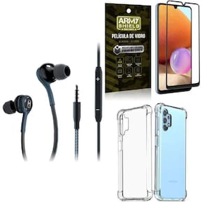 Capinha samsung a32 4g + fone extreme + película vidro 3d
