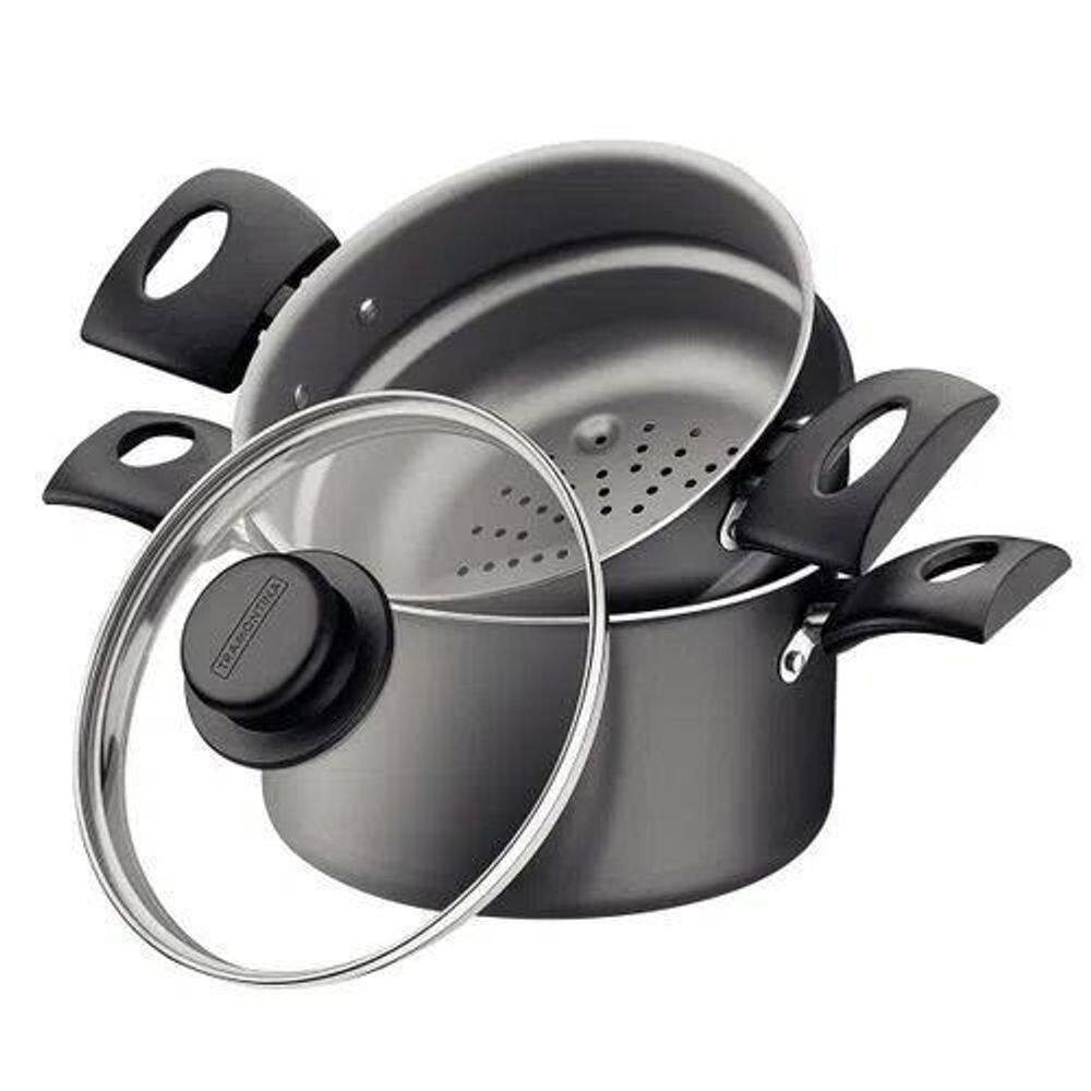 Cuscuzeira cozi tramontina turim 16cm cinza 1,8l