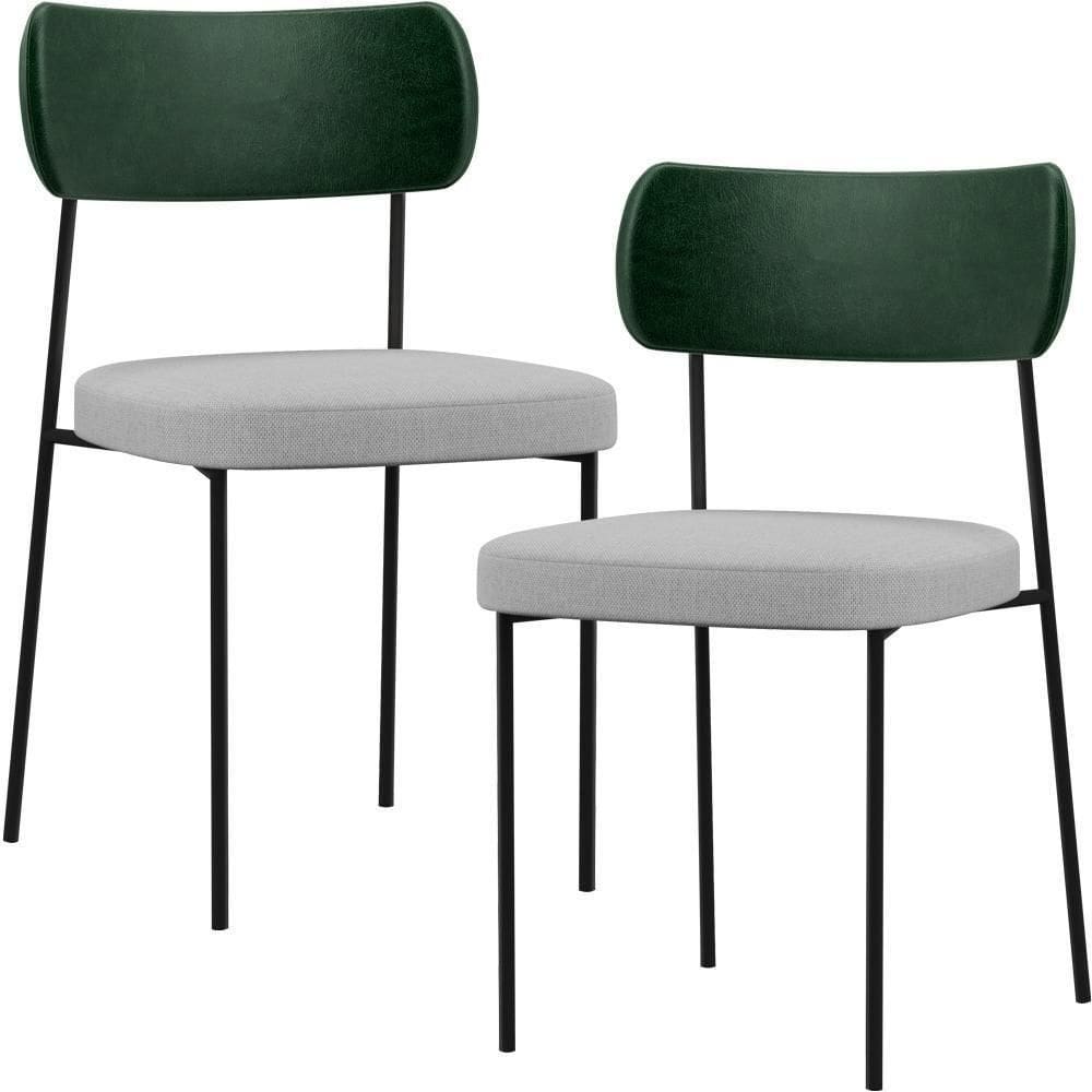 Kit 02 Cadeiras Para Sala De Jantar L02 Verde Musgo Cinza