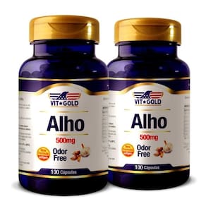 Óleo de alho 500 mg odor free vitgold kit 2x 100 cápsulas