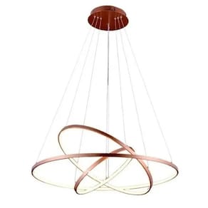 Lustre led moderno pendente anéis 3 arco aro cobre rose