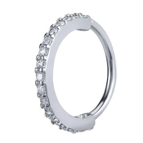 Piercing argola cravejada zircônia - prata 925 - 8mm