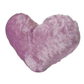 Almofada de coração pelúcia pelo curto lilás para decoração