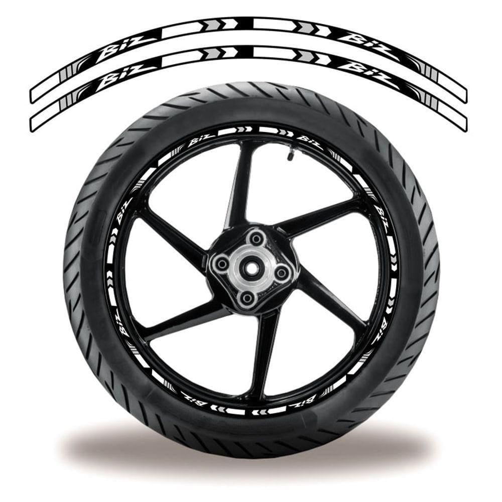 Friso De Roda Adesivo Refletivo Honda Biz Branco Branco