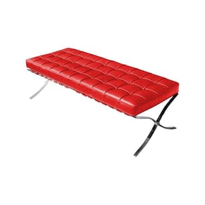 Banco Barcelona Couro Sintético Vermelho Base Cromada Cor Vermelho