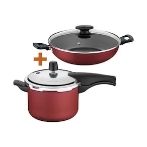 Panela pressão 4,5 vermelha + panela wok 28cm tramontina