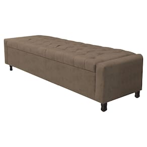 Calçadeira Baú King Everest P02 195cm Para Cama Box Suede - Doce Sonho Móveis Marrom